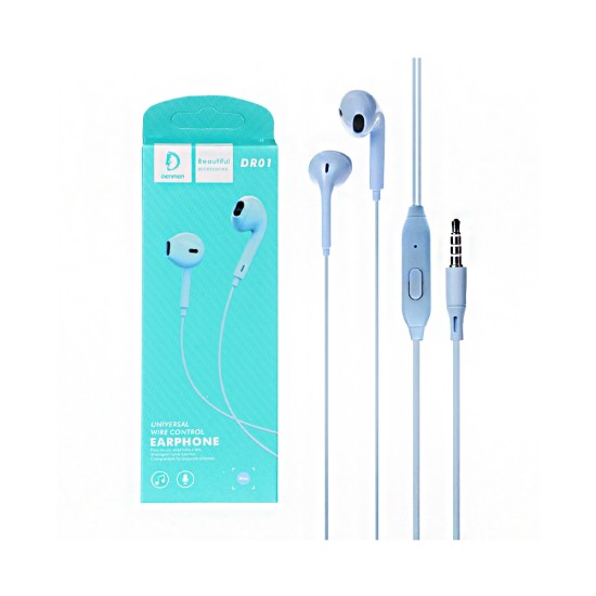 DENMEN WIRE CONTROL EARPHONES DR01 BLUE